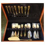 Retroneu Christmas Holly Gold Tone Flat Ware Set
