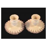 Fenton Silver Crest Milk Glass Candle Holders