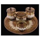 MCM Black Glass Coffee, Tea, Condiment Set