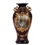 Limoges Castel Cobalt Courting Couple Vase