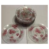 Clear Glass Luncheon Salad Plates w/ Floral Design