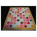 Hand Stitched Patchwork Maple Leaf Quilt
