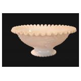 Fenton Milk Glass Footed Grape Pattern Compote