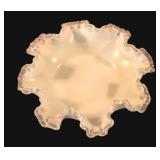 Fenton Silver Crest Milk Glass Ruffled Bowl