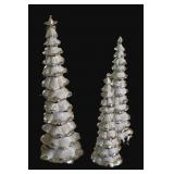 3pc. Painted White & Silver Christmas Trees