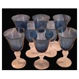 Hand Blown irish Slate Blue Chalice Wine Goblets
