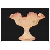 Fenton Satin Hand Painted Footed Compote Dish