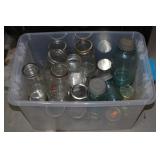 Collection of Blue & Clear Mason Canning Jars