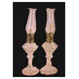 Pair of Glass Miniature Oil Lamps