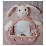 Bunny Love Ceramic Woven Basket w/ Bunny Plush