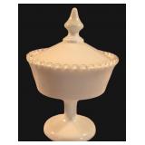 Fenton Silver Crest Milk Glass Pedestal Compote