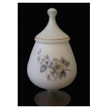 Norleans Hand Painted White Satin Glass Jar