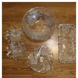 (4) Clear & Frosted Glass Serving Dishes