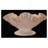Fenton Milk Glass Hobnail Ruffled Pedestal Vase