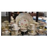 Various Tea Cup & Saucer Collection w/ Deco Plate
