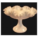 Fenton Silver Crest Milk Glass Pedestal Compote
