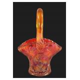 L.E. Smith Glass Co. Amberina Carnival Basket