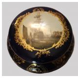 Limoges Maritime Harbor Scene Large Trinket Box
