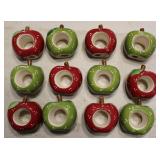 Set of Hand Painted Ceramic Apple Napkin Rings