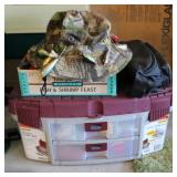 Fishing Tackle Box w/ Fishing Line & Hat