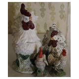 White Rooster Figurines & Canisters