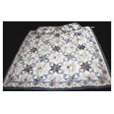 Blue & White Patchwork Eight Point Star Quilt