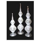 Set of 3 Illuminated Frosted Finials by Valerie
