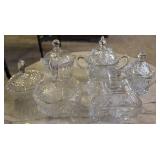 6 Lead Cut Crystal Lidded Candy Jars