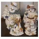 Grandeur Noel Collectors Porcelain Snowman Family