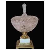 Cut Crystal Lidded Pedestal Candy Dish