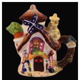WCL Hand Painted Ceramic Cottage Teapot