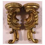 Ornate Gold Gilded Acanthus Leaf Wall Scones