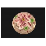 Pink & White Floral Art Glass Paperweight