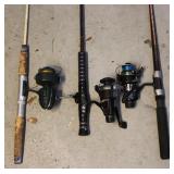 (3) Fishing Poles w/ Reels