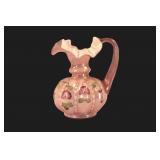 Fenton Beaded Melon Handpainted Iridescent Pitcher