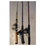(3) Fishing Poles w/ Reels