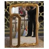 (2) Ornate Wall Hanging Gold Toned Mirrors