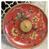Decorative Red & Gold Floral Wall Plate