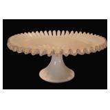 Fenton Silver Crest Milk Glass Pedestal Cake Stand