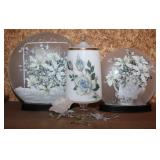 WV Frosted Pedestal Jar w/ Lights & Glass Rose