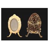 (2) Faberge Style Enameled Trinket Eggs
