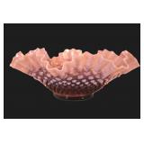 Fenton Plum Opalescent Hobnail Ruffle Bowl