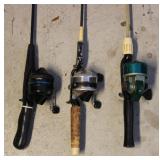 (3) Fishing Poles w/ Reels