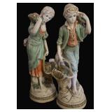 Pair of Porcelain Harvest Theme Statues Boy/ Girl