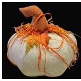 Hand Crafted White Fabric Decorative Pumpkin