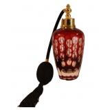Red w/ Cut Ovals Art Glass Atomizer Perfume Bottle