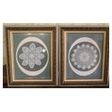 Framed Hand Made Crochet Doily Wall Art