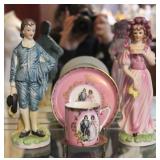 The Blue Boy & Pinkie Ceramic Figures w/ Tea Cup