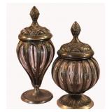 (2) Baroque Style Bubble Glass Lidded Jars