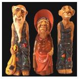 (3) Hand Painted Ceramic Hillbilly/ Hobo Family